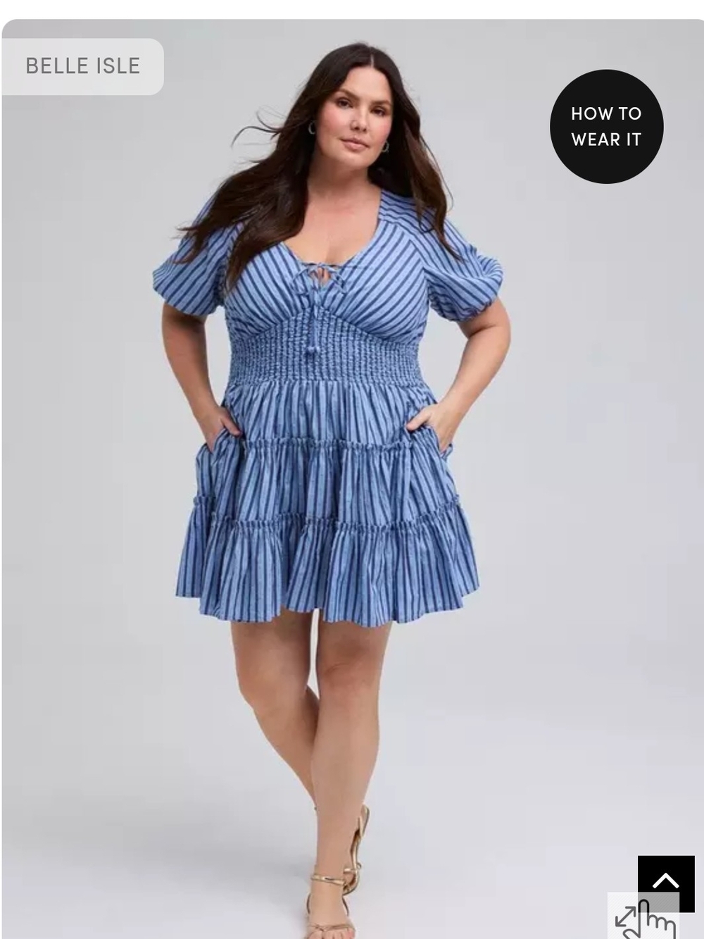 torrid Blue Striped Smocked Mini Dress